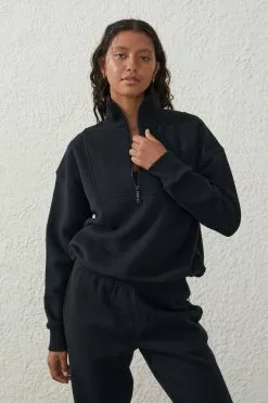Body Plush Rib Half Zip Jumper