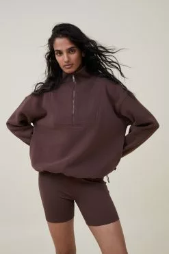 Body Plush Rib Half Zip Jumper