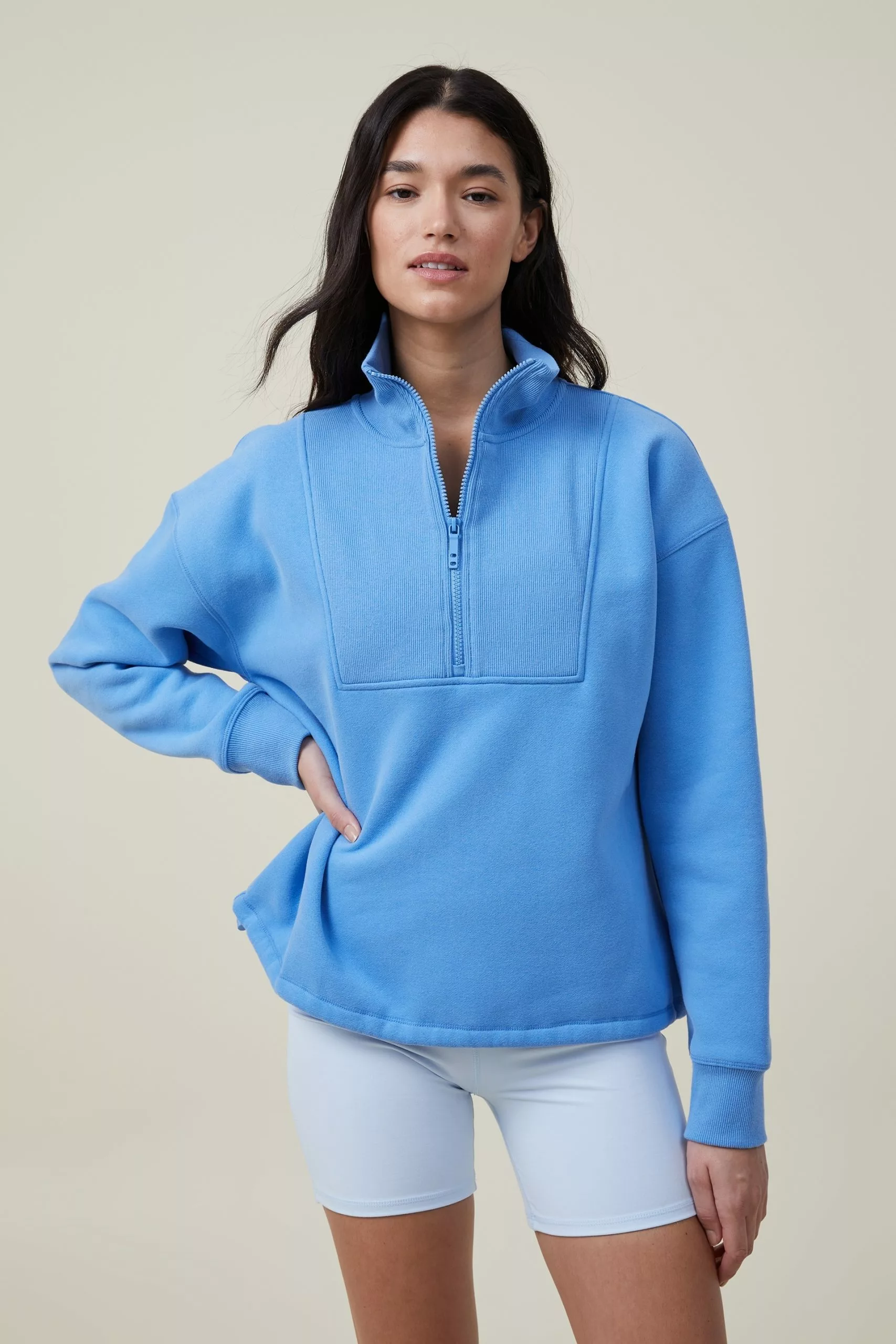 Body Plush Rib Half Zip Jumper