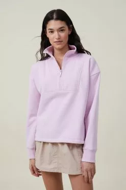 Body Plush Rib Half Zip Jumper
