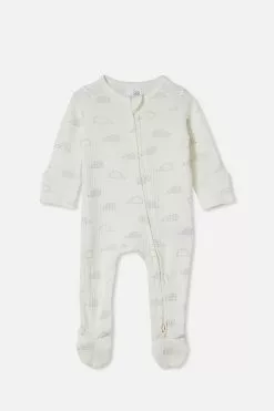 Organic Newborn Zip Through Romper
