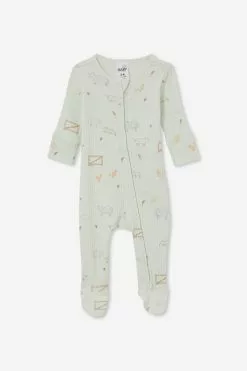 Organic Newborn Zip Through Romper