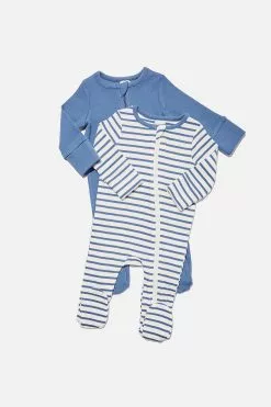 2 Pack Essentials Zip Romper