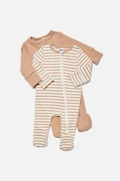 2 Pack Essentials Zip Romper