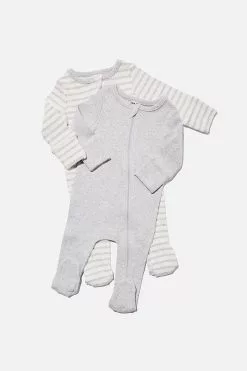 2 Pack Essentials Zip Romper