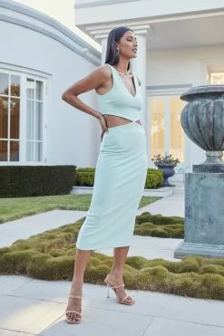 Kimmy V Neck Cutout Midi Dress