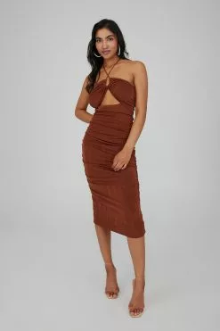 Jasmine Strappy Ruched Midi Dress